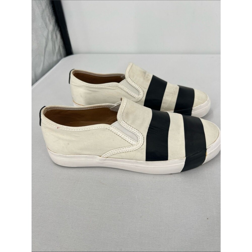 Canvas Slip-On Flats with Black Stripe Detail - Picture 2 of 7